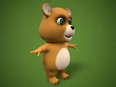 cartoon teddy Low-poly 3D model