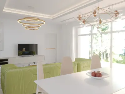 contemporary studio living room interior 3D model