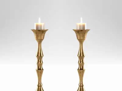 Vintage brass candleholders  Low-poly 3D model