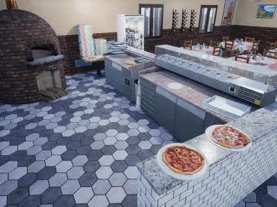 Modular Restaurant - Mamma Mia Pizzeria for UE4 UE5 Low-poly 3D model