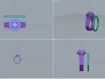 Double halo ring and band 3D print model