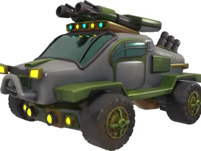 Scifi-Car Low-poly 3D model