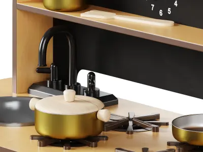 Modern Chef Large Wooden Kitchen Playset 3D model