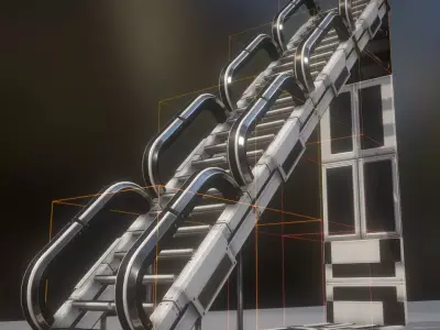 Futuristic Stairs Collection White Plastic Low-poly 3D model