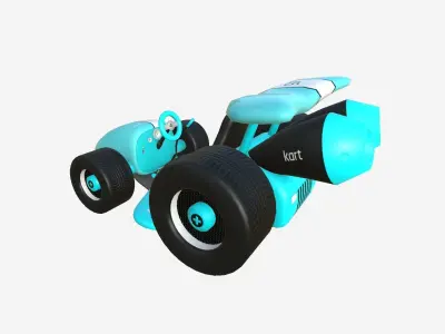 Cartoon Kart A08 Light Blue - Vehicle Racing Design Low-poly 3D model