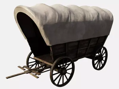 wooden cart  Low-poly 3D model