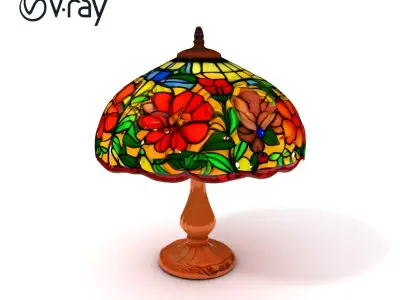 Art Nouveau Stained Glass Lamp Model Pack Low-poly 3D model