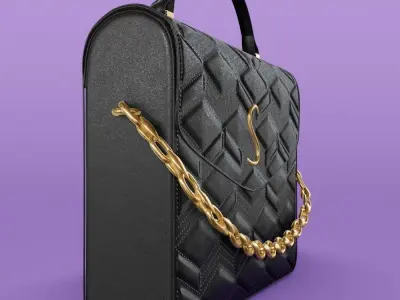 Black leather handbag model Free 3D model