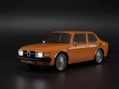 SAAB 99 model of year 1975 Low-poly 3D model