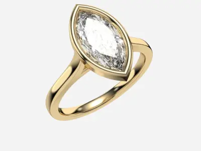 Marquise Diamond Bezel Setting Solitaire Diamond Ring 3D print model