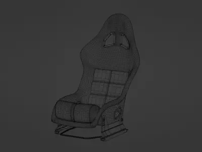 Racing Seat Bucket with Seat Brackets and Seat Sliders 3D model