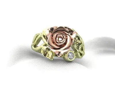 woman ring with rose WR 108 3D print model