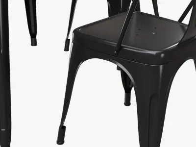 Square Dining Outdoor Table with Chairs 3D model