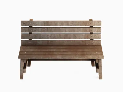 Wooden Outdoor Bench A 05 Low-poly 3D model