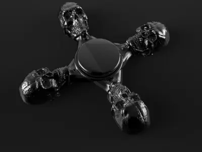 Premium spinner Skull 4-arm 3D print model