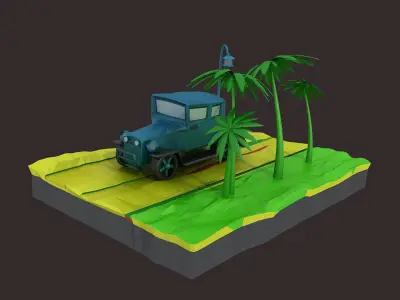 Vintage Classic car   cartoon SUV clunker machine truck  3D model