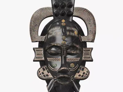 African masks Senufo Porcupine Low-poly 3D model