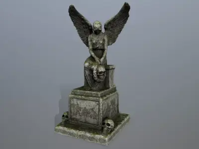 statue 3 with angel Low-poly 3D model