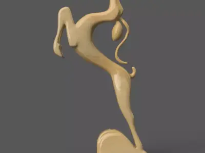 Elegant Minimalist Jumping Deer Sculpture 3D print model