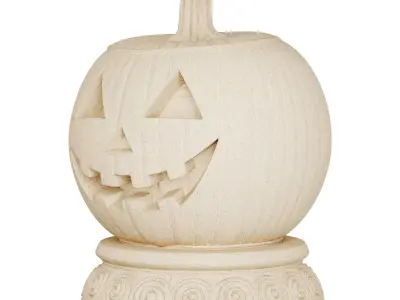 Spooky Pumpkin Light Statue 01 3d print and game ready Low-poly 3D model
