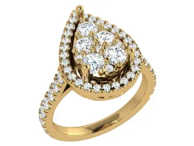 Pear Halo Ring 4118 3D print model