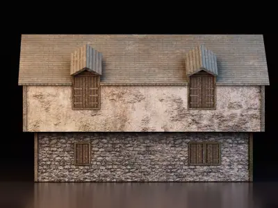 Medieval Rustic Two-Storey House Low-poly 3D model