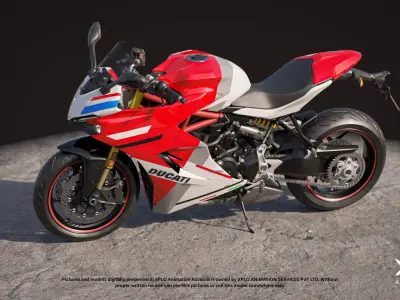 Sports Bike  Motorcycle DUCATTI Fully Rigged Game Ready Model Low-poly 3D model