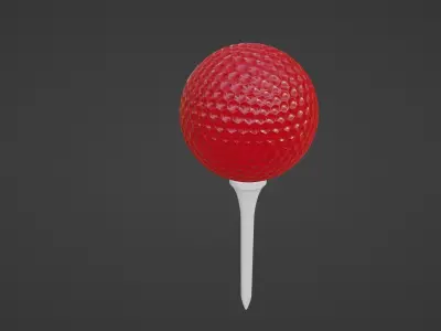Golf Ball and Tee Low-poly 3D model