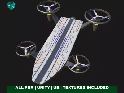 Sci Fi Hoverboard 10 All PBR Unity UE Textures Included Low-poly 3D model