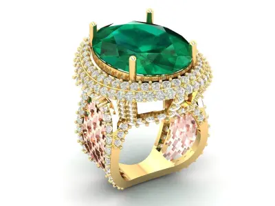 EMERALD OVEL GOLD RING ENGMENT BEST RING  3D model