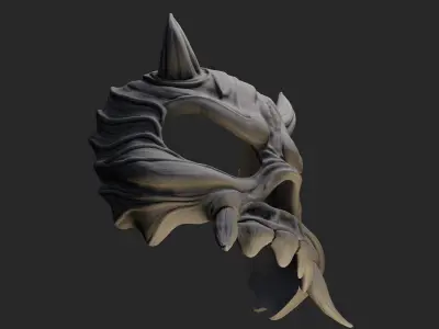 Wearable Mask 17 Skull Horn 3D print model 3D print model