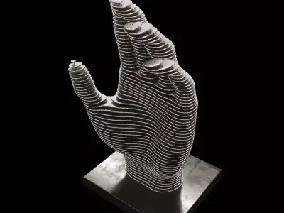 Figurine in the form of a hand made of metal plates 3D model purchase