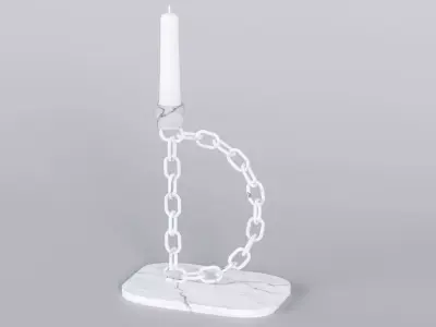 Alphabet D Chain White Candleholder 3D Model True 4K PBR Render Low-poly 3D model