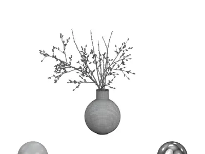 Decorative Twigs in a Vase 3D model