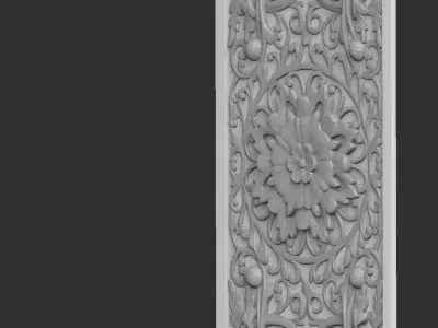 carved floral asian panel 3D model