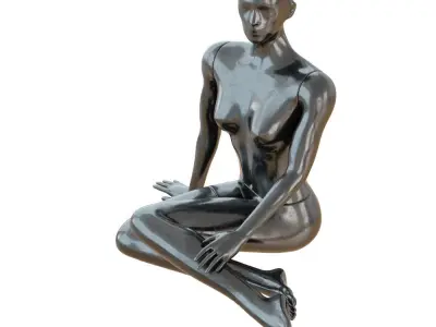 Female Black Mannequin Sitting On The Floor 3D model