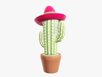 Stylized decorative cactus 3D model