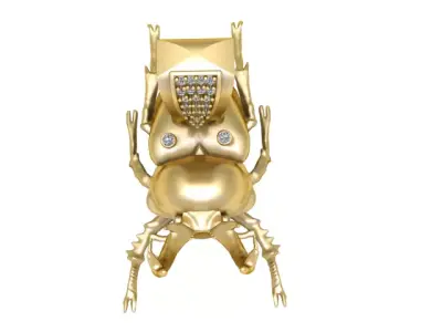 Golden Beetle Armor PendantLuxury Insect Jewelry 3D Model  3D print model