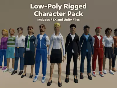 LowPoly School Characters Low-poly 3D model