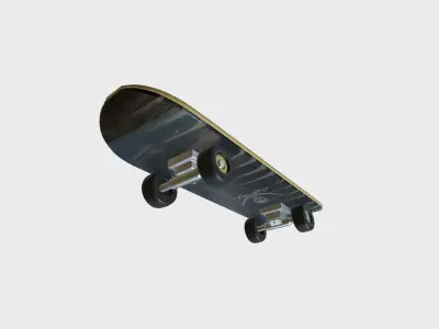 Cartoon Skate 09 Black Skull - Character Sport Equipment Low-poly 3D model