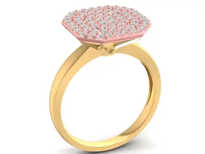 Luxury Square Cluster Diamond Ring 3D Model 3022 3D print model