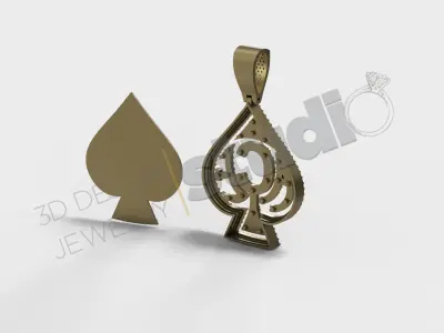 Luxury Ace pendant jewelry with gems 3d model 3D print model