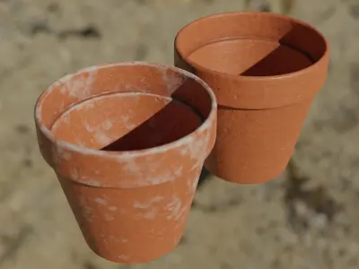 Terracotta Pots Low-poly 3D model