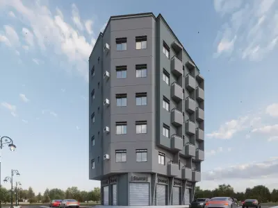 Modern Mixed-Use Building I Shops-6Floors Complete I  3D model