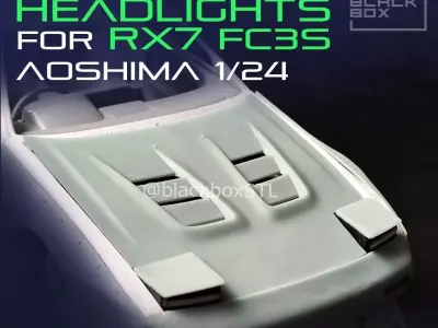 HOOD and HEADLIGHT SET FOR RX7 FC3 AOSHIMA 1-24 MODELKIT 3D print model