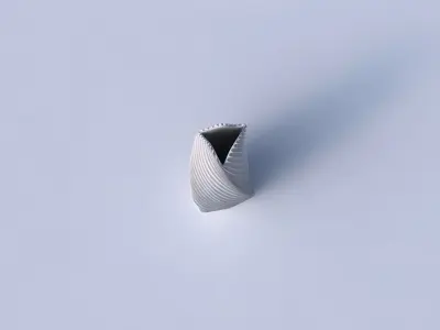 Vase twist curved tipping triangle with bent extruded lines 3 3D print model