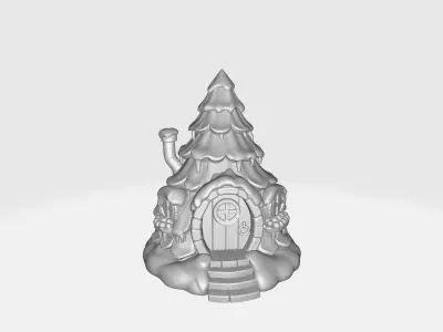Cozy Snowy Tree Cabin Winter Christmas Tree House 3D print model