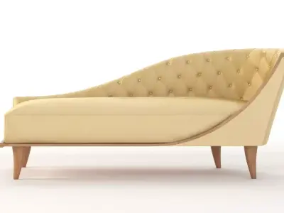 Grand 1940s French Tufted Classic Luxury Sycamore Chaise 3D model