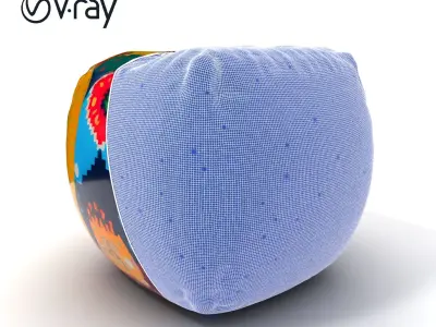 Colorful Patchwork Beanbag Pouf Model Pack Low-poly 3D model