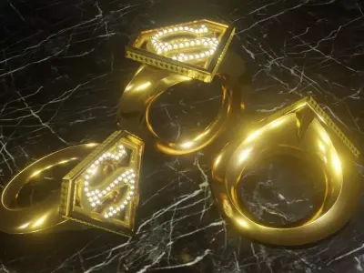 Supermans Gold Ring Concept Low-poly 3D model